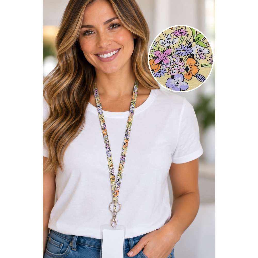 Vera Bradley ReActive Lanyard Sunlit Garden Floral Yellow 26692-12550 NWT